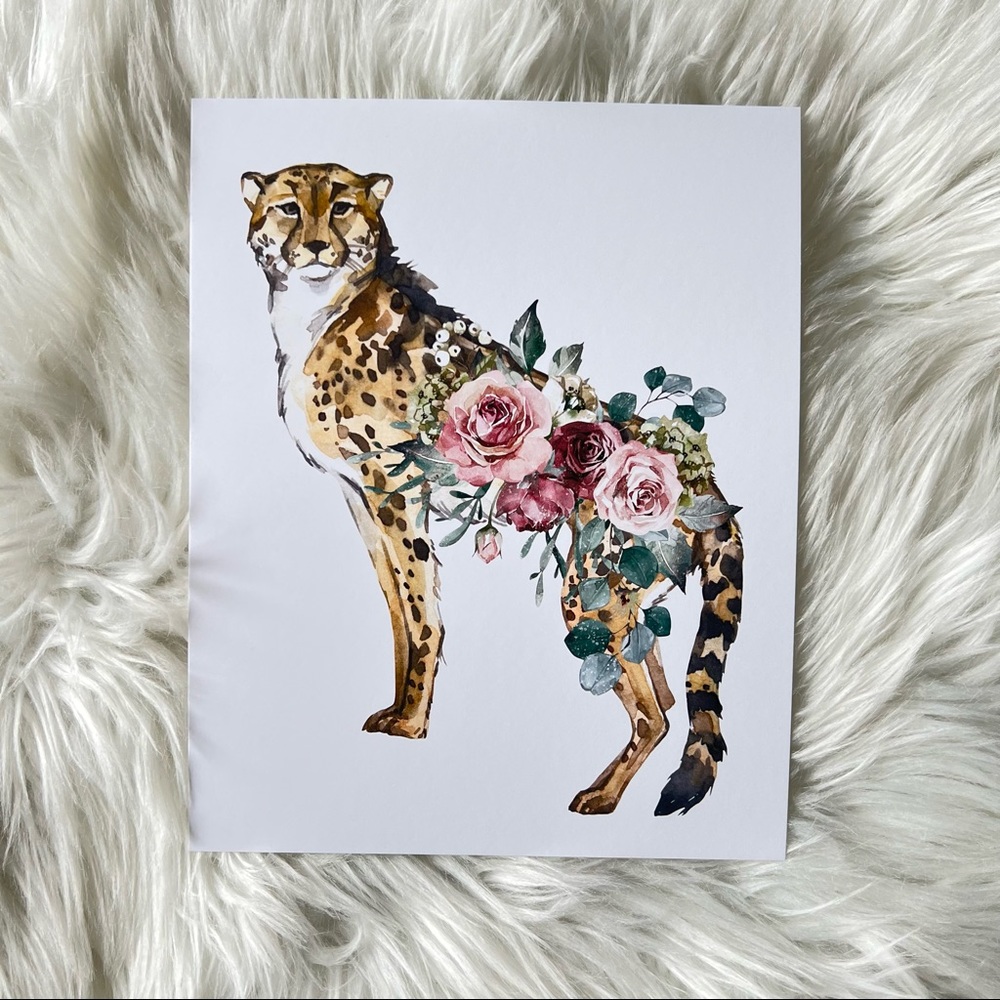 Watercolor Cheetah Illustration Wall Art Poster Print UNFRAMED - Picture 12 of 17